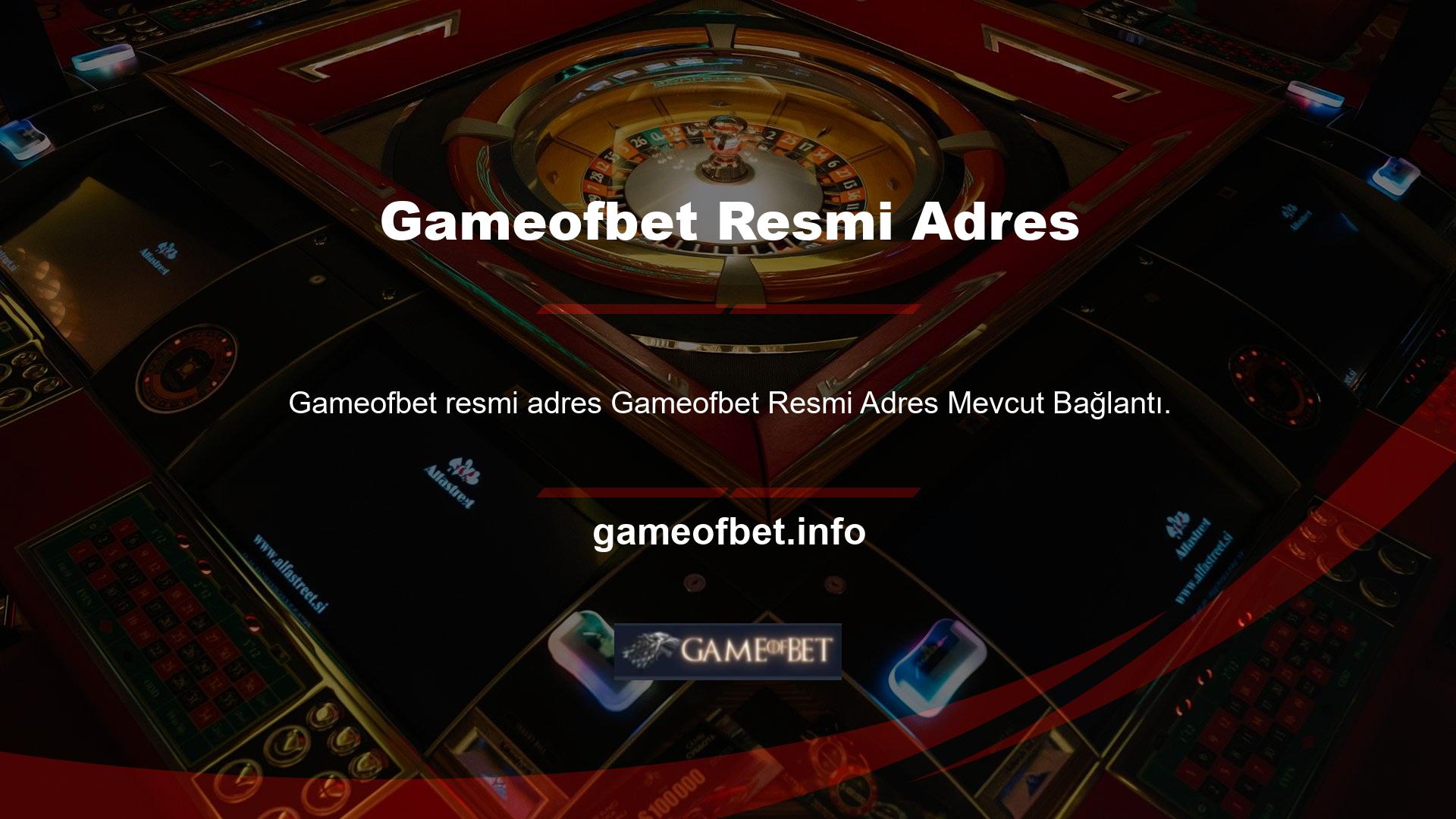 Hemen geçerli, Gameofbet Oyunu ve Casino web sitesine doğrudan bağlantı Gameofbet